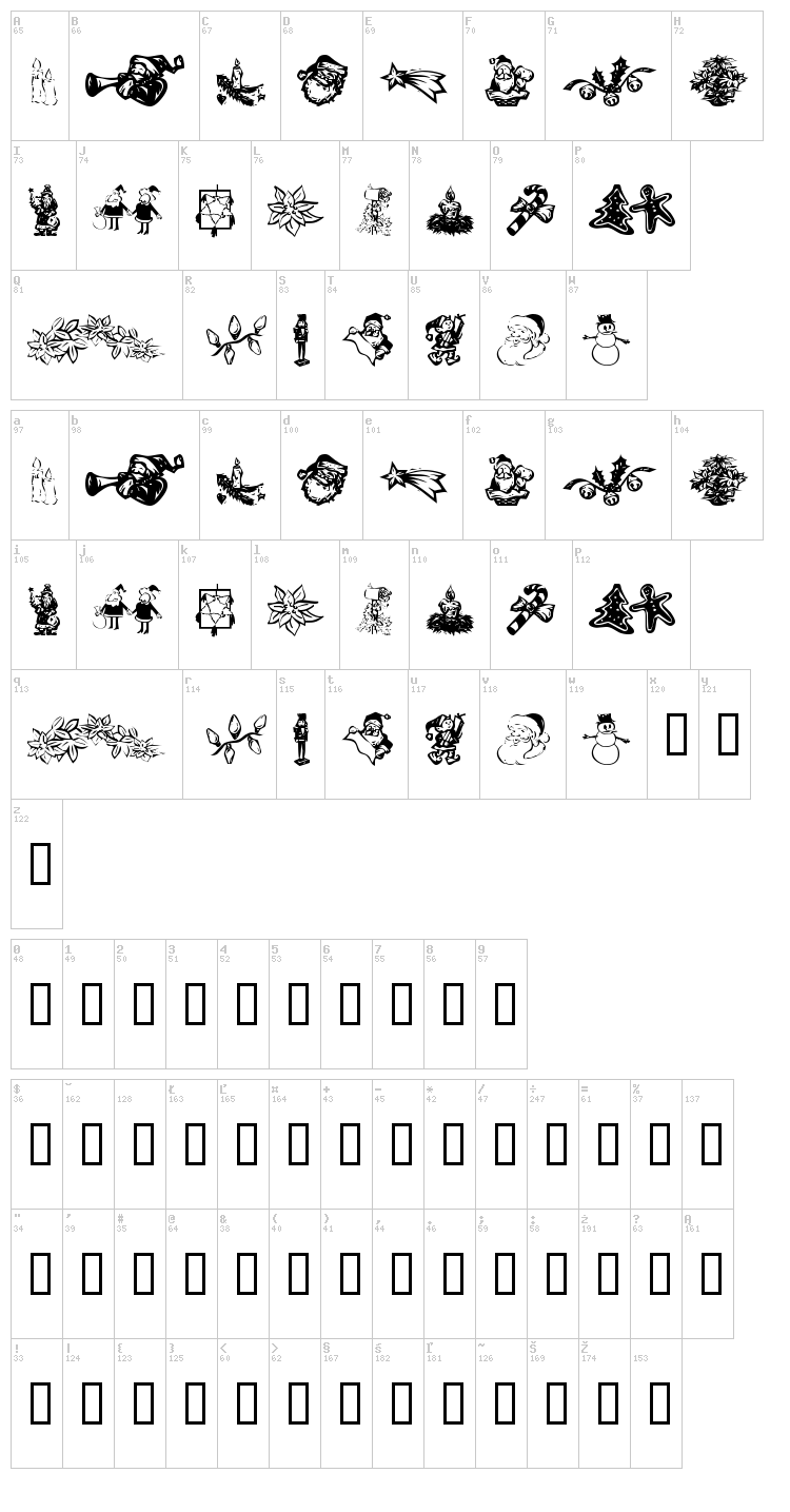 KR Christmas Dings 2004 font map